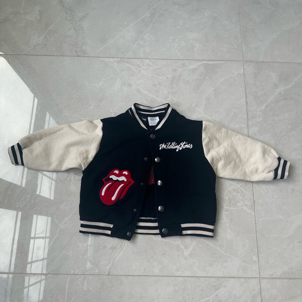 Rolling Stones Black and White Varsity Jacket